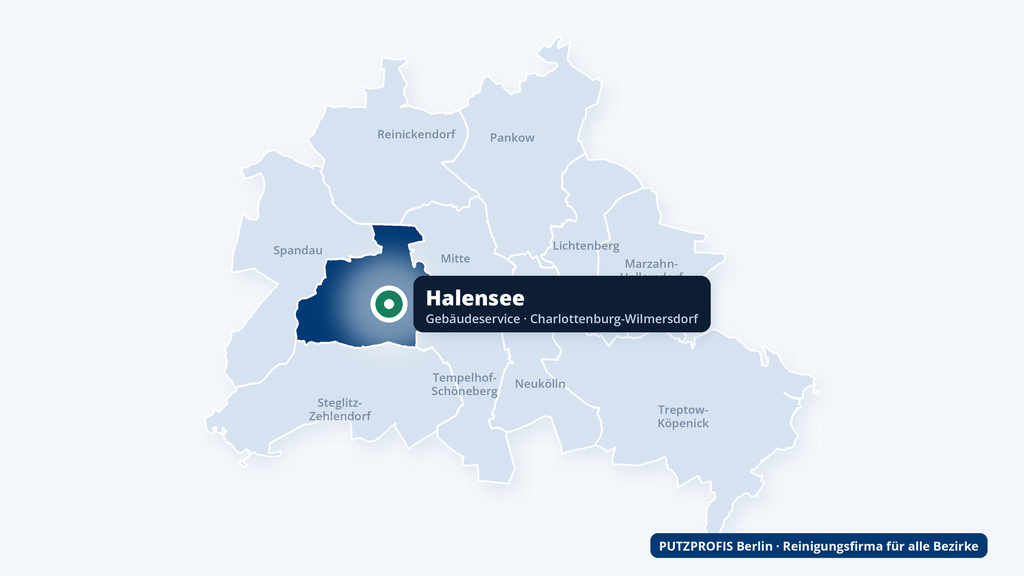 Karte von Berlin mit markiertem Ortsteil Halensee im Bezirk Charlottenburg-Wilmersdorf